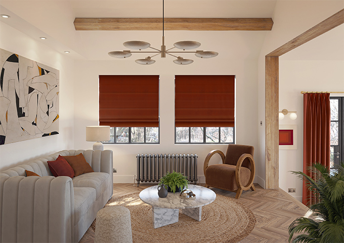 Ultra Luxe Velvet, Burnt Brick - Motorised Roman Blind - Image 8